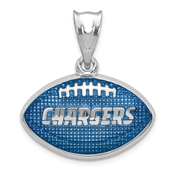Sterling Silver Los Angeles Chargers Enameled Football Pendant Sterling Silver Los Angeles Chargers Enameled Football Pendant